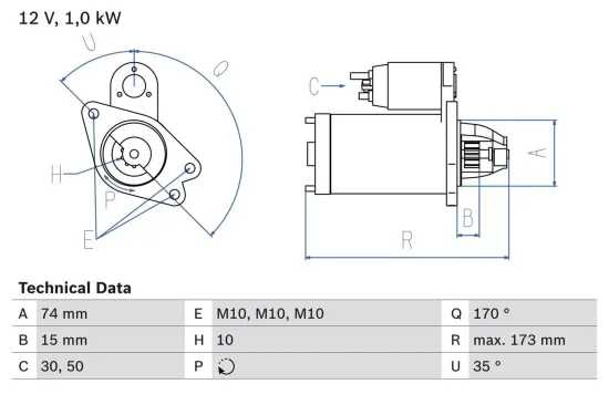 Starter 12 V 1 kW BOSCH 0 986 025 290 Bild Starter 12 V 1 kW BOSCH 0 986 025 290