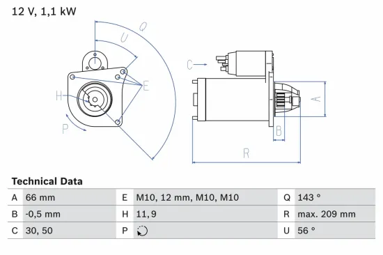 Starter 12 V 1,1 kW BOSCH 0 986 025 390 Bild Starter 12 V 1,1 kW BOSCH 0 986 025 390