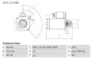 Starter 12 V 1,1 kW BOSCH 0 986 025 390