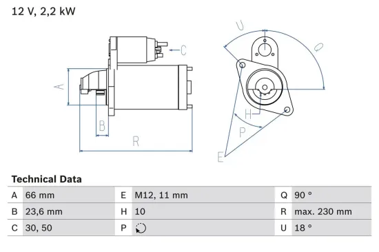 Starter 12 V 2,2 kW BOSCH 0 986 025 400 Bild Starter 12 V 2,2 kW BOSCH 0 986 025 400