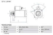 Starter 12 V 1,9 kW BOSCH 0 986 025 470