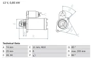 Starter 12 V 0,85 kW BOSCH 0 986 025 640