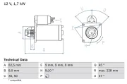 Starter 12 V 1,7 kW BOSCH 0 986 025 660