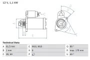 Starter 12 V 1,1 kW BOSCH 0 986 025 770