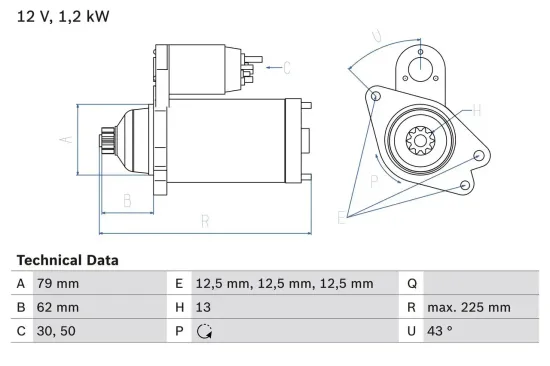 Starter 12 V 1,5 kW BOSCH 0 986 025 870 Bild Starter 12 V 1,5 kW BOSCH 0 986 025 870