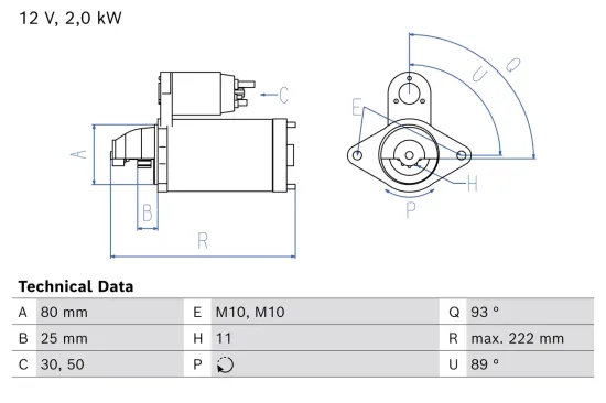 Starter 12 V 2 kW BOSCH 0 986 026 010 Bild Starter 12 V 2 kW BOSCH 0 986 026 010