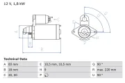 Starter 12 V 1,8 kW BOSCH 0 986 026 050