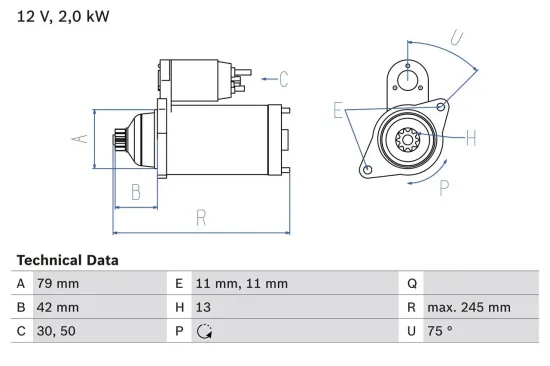 Starter 12 V 2 kW BOSCH 0 986 026 160 Bild Starter 12 V 2 kW BOSCH 0 986 026 160