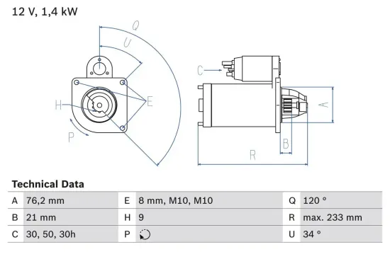 Starter 12 V 1,2 kW BOSCH 0 986 026 220 Bild Starter 12 V 1,2 kW BOSCH 0 986 026 220