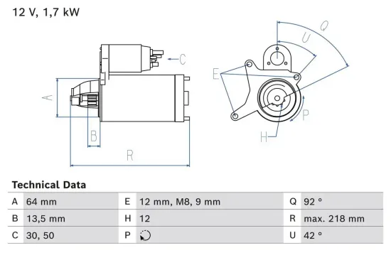 Starter 1,7 V 1,7 kW BOSCH 0 986 026 280 Bild Starter 1,7 V 1,7 kW BOSCH 0 986 026 280