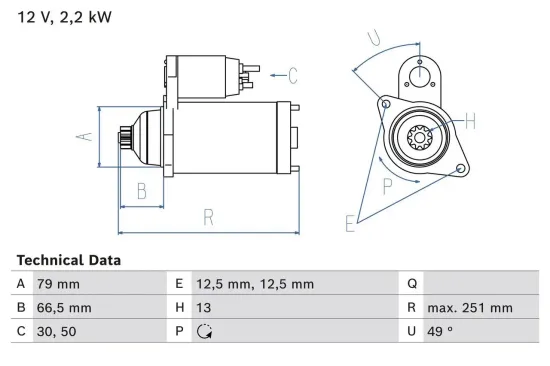 Starter 12 V 2,2 kW BOSCH 0 986 026 340 Bild Starter 12 V 2,2 kW BOSCH 0 986 026 340