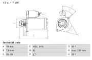 Starter 12 V 1,7 kW BOSCH 0 986 026 350