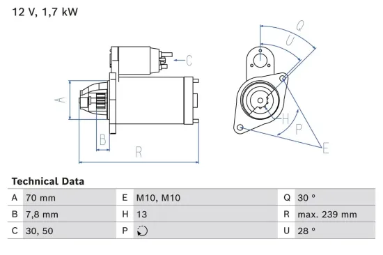 Starter 12 V 1,7 kW BOSCH 0 986 026 350 Bild Starter 12 V 1,7 kW BOSCH 0 986 026 350