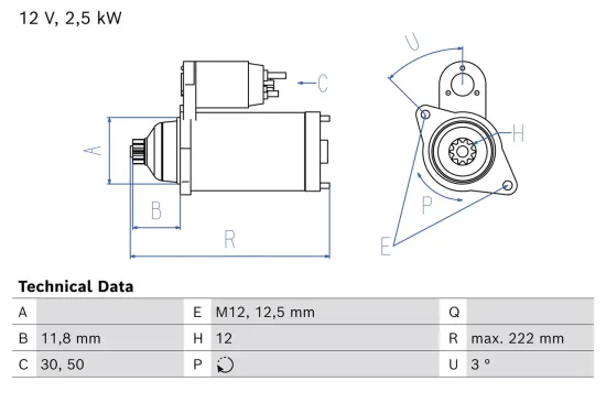Starter 12 V 2,5 kW BOSCH 0 986 026 450 Bild Starter 12 V 2,5 kW BOSCH 0 986 026 450