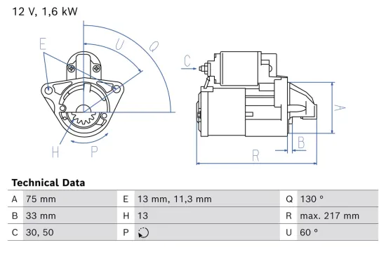 Starter 12 V 1,6 kW BOSCH 0 986 026 720 Bild Starter 12 V 1,6 kW BOSCH 0 986 026 720