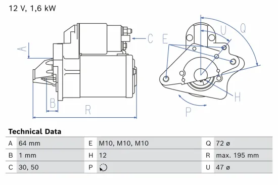 Starter 12 V 1,5 kW BOSCH 0 986 026 840 Bild Starter 12 V 1,5 kW BOSCH 0 986 026 840
