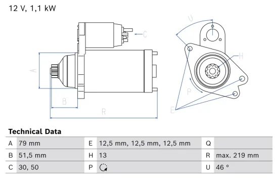 Starter 12 V 1,1 kW BOSCH 0 986 026 870 Bild Starter 12 V 1,1 kW BOSCH 0 986 026 870