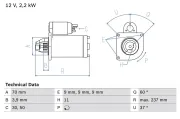 Starter 12 V 2,2 kW BOSCH 0 986 027 000