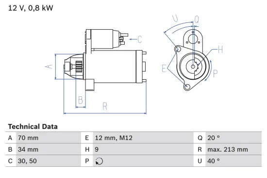 Starter 12 V 1,2 kW BOSCH 0 986 027 060 Bild Starter 12 V 1,2 kW BOSCH 0 986 027 060