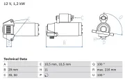 Starter 12 V 1,2 kW BOSCH 0 986 028 010