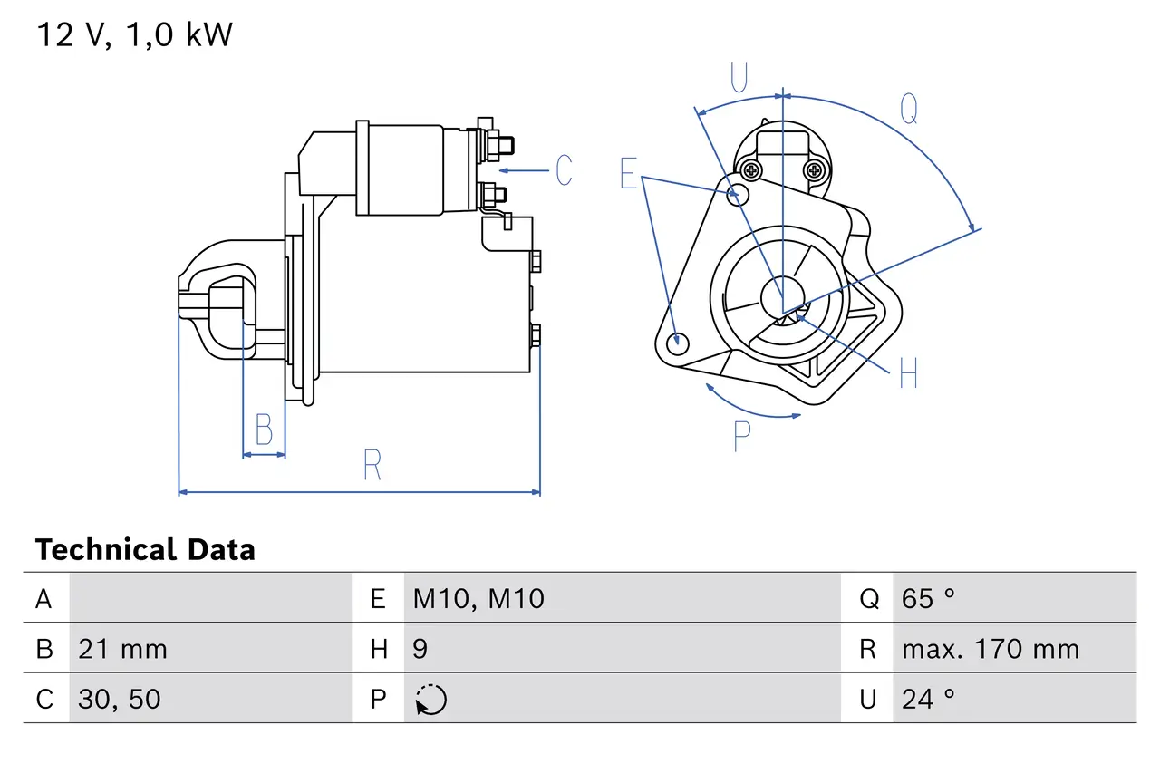 Starter 12 V 1 kW BOSCH 0 986 028 080