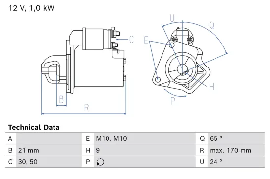 Starter 12 V 1 kW BOSCH 0 986 028 080 Bild Starter 12 V 1 kW BOSCH 0 986 028 080