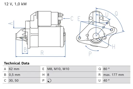 Starter 12 V 1 kW BOSCH 0 986 028 090 Bild Starter 12 V 1 kW BOSCH 0 986 028 090