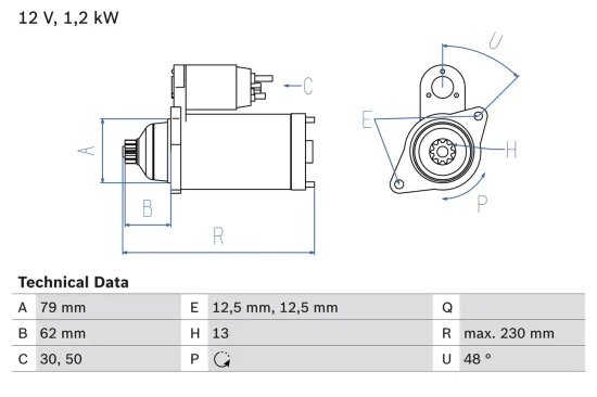 Starter 12 V 2 kW 1,5 kW BOSCH 0 986 029 120 Bild Starter 12 V 2 kW 1,5 kW BOSCH 0 986 029 120