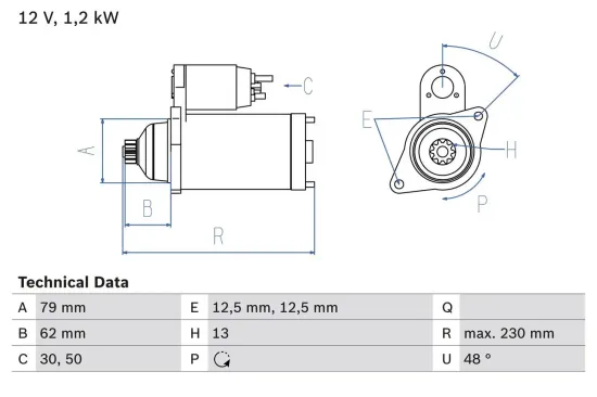 Starter 12 V 2 kW 1,5 kW BOSCH 0 986 029 120 Bild Starter 12 V 2 kW 1,5 kW BOSCH 0 986 029 120