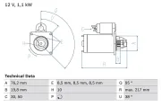 Starter 12 V 1,1 kW BOSCH 0 986 029 150