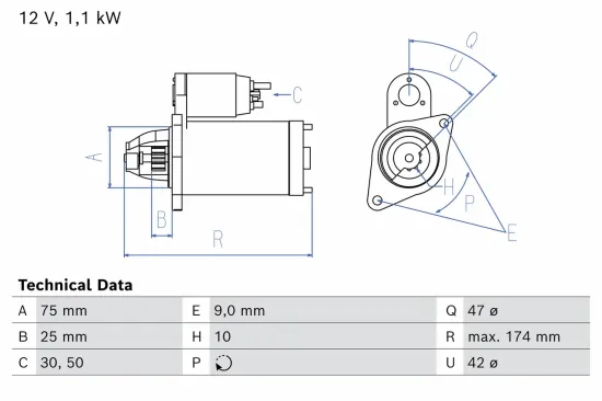 Starter 12 V 1,1 kW BOSCH 0 986 029 160 Bild Starter 12 V 1,1 kW BOSCH 0 986 029 160