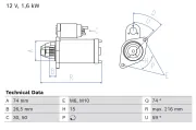 Starter 12 V 1,6 kW BOSCH 0 986 029 230