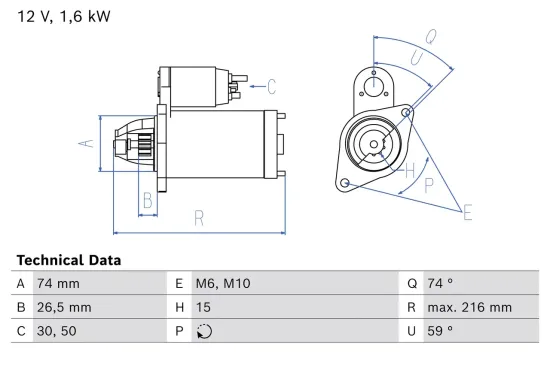 Starter 12 V 1,6 kW BOSCH 0 986 029 230 Bild Starter 12 V 1,6 kW BOSCH 0 986 029 230