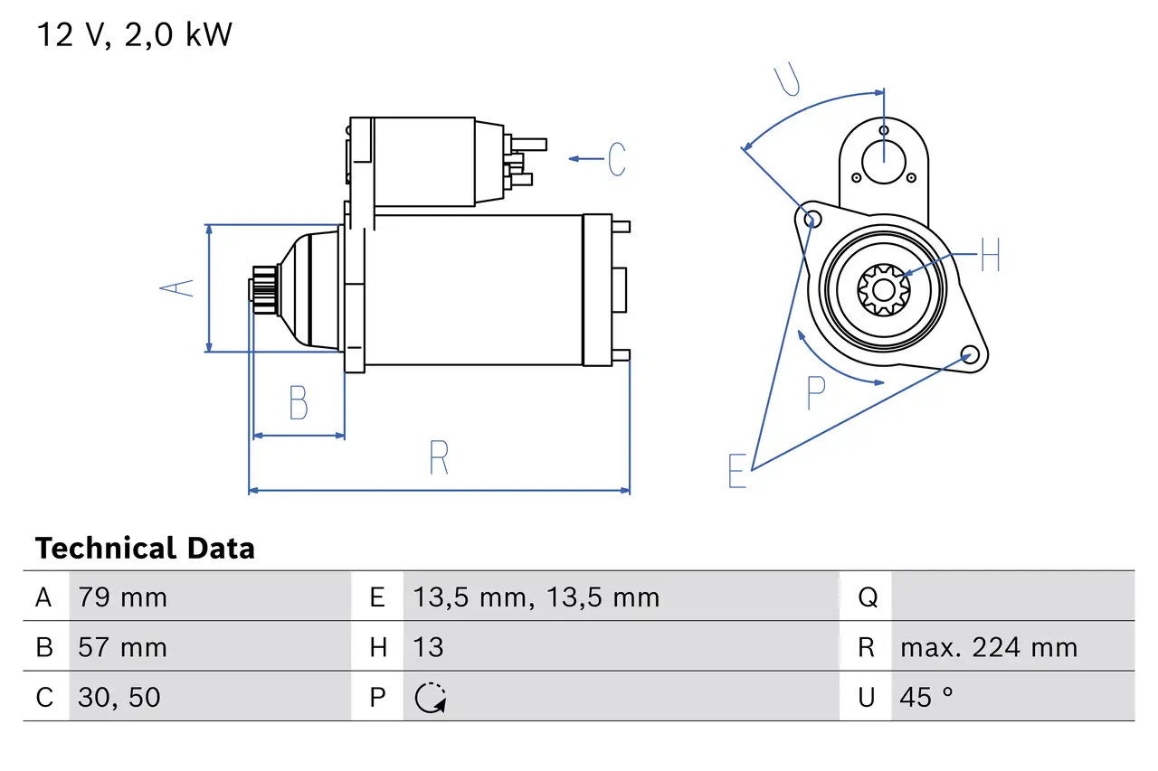 Starter 12 V 2 kW BOSCH 0 986 029 240