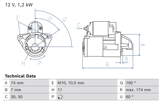 Starter 12 V 1,2 kW BOSCH 0 986 029 260 Bild Starter 12 V 1,2 kW BOSCH 0 986 029 260