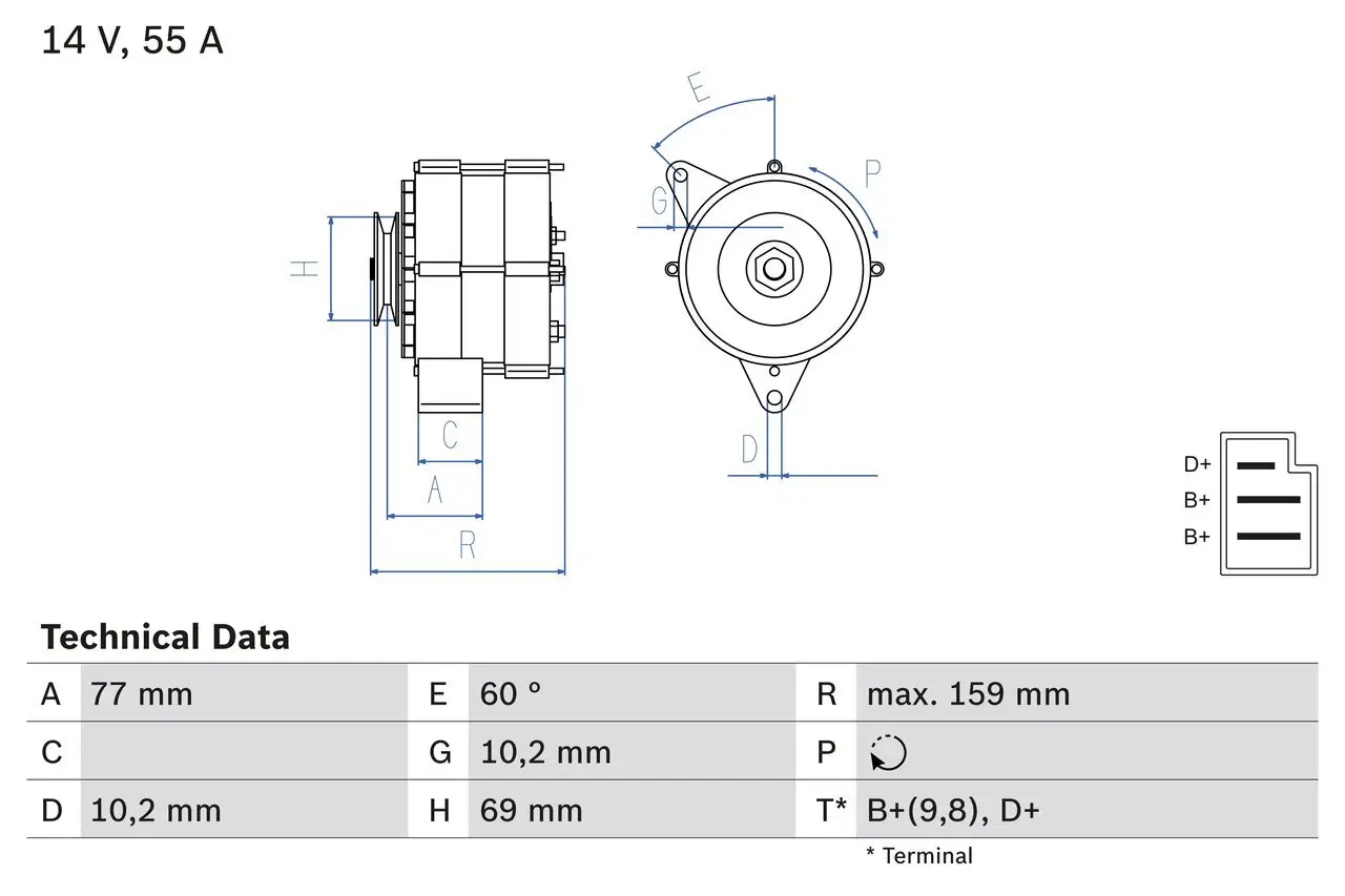 Generator 14 V BOSCH 0 986 030 720