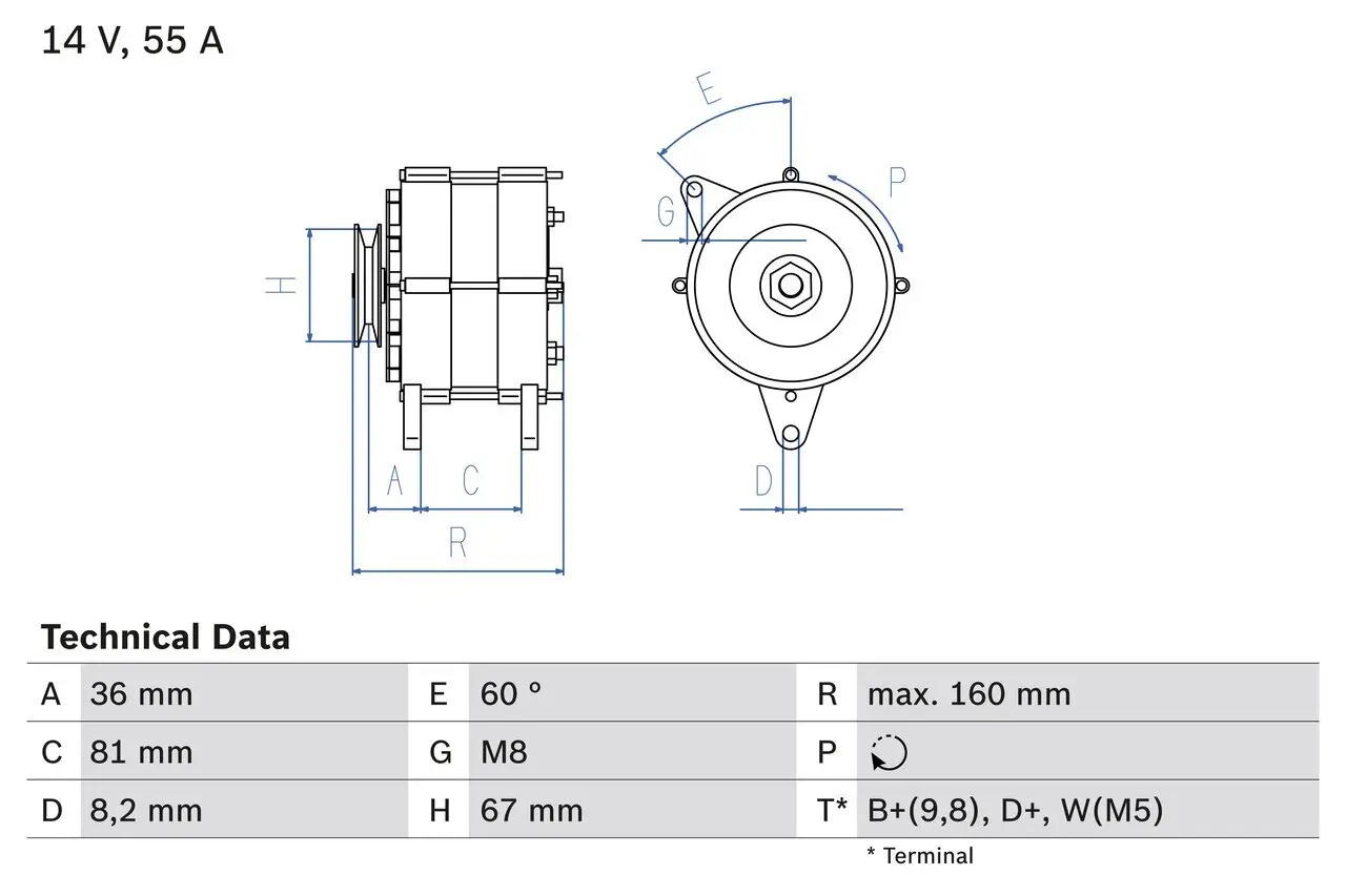 Generator 14 V BOSCH 0 986 030 760