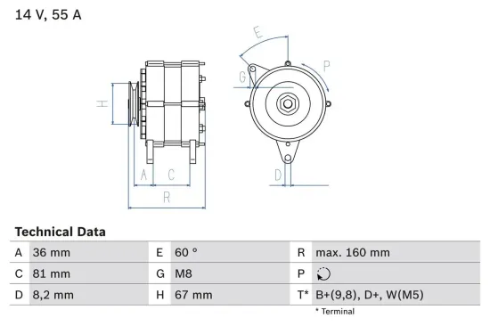 Generator 14 V BOSCH 0 986 030 760 Bild Generator 14 V BOSCH 0 986 030 760