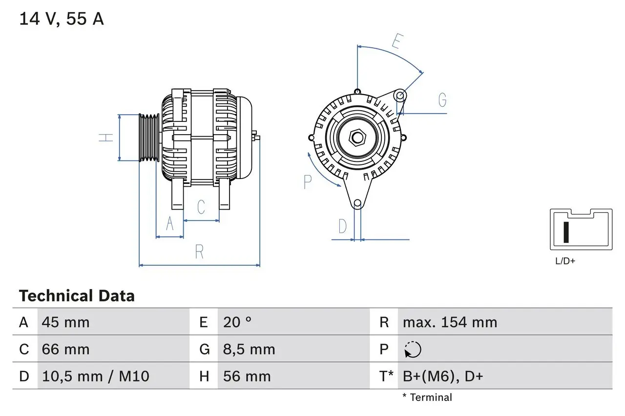 Generator 14 V BOSCH 0 986 032 790