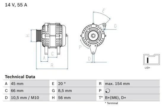 Generator 14 V BOSCH 0 986 032 790 Bild Generator 14 V BOSCH 0 986 032 790