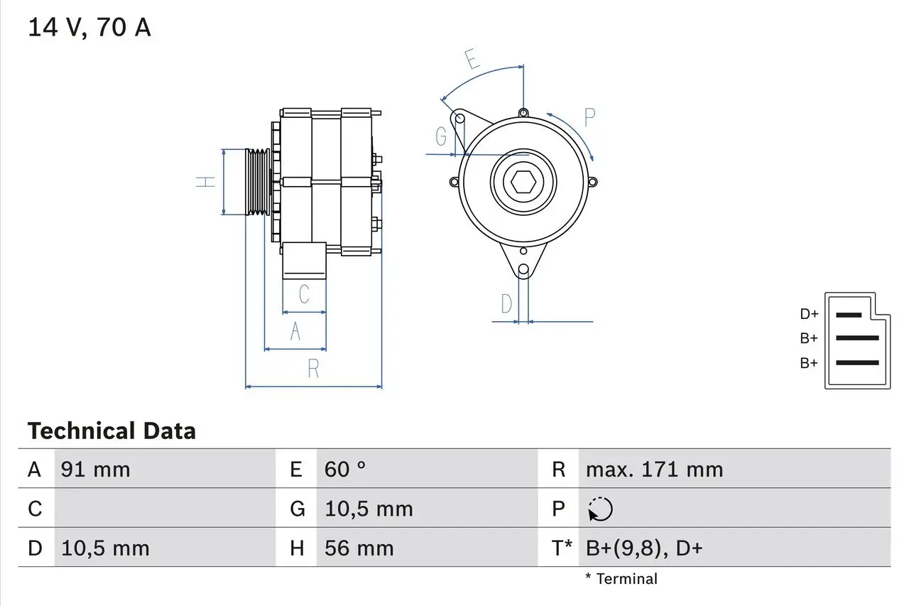 Generator 14 V BOSCH 0 986 033 810