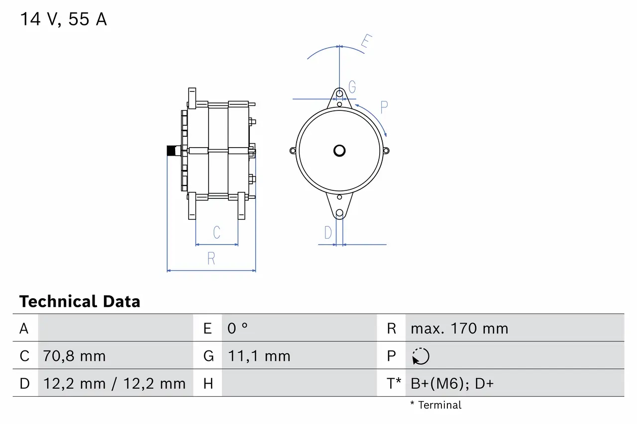 Generator 14 V BOSCH 0 986 033 890