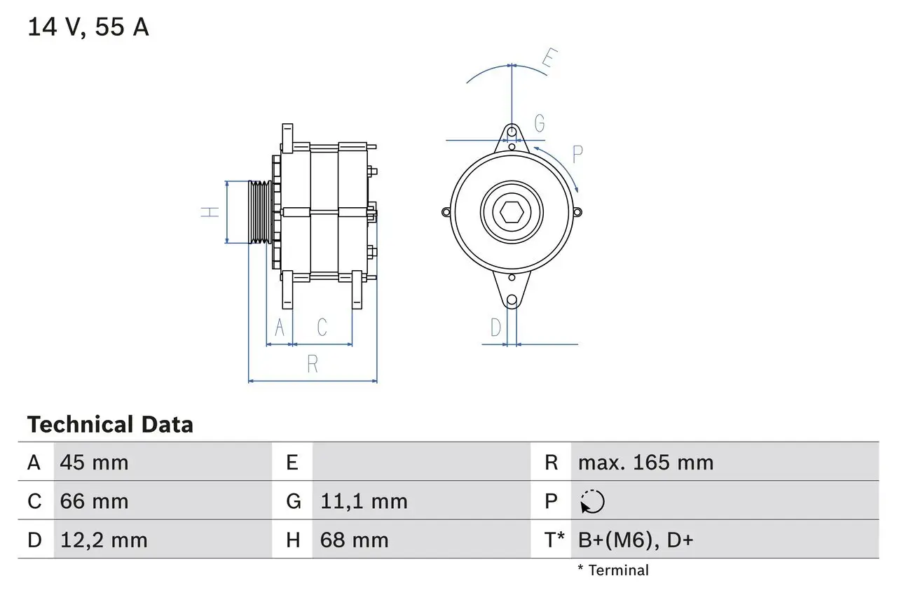 Generator 14 V BOSCH 0 986 033 890