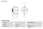 Generator 14 V BOSCH 0 986 033 890