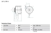 Generator 14 V BOSCH 0 986 034 150