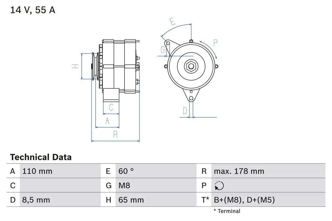 Generator 14 V BOSCH 0 986 034 220