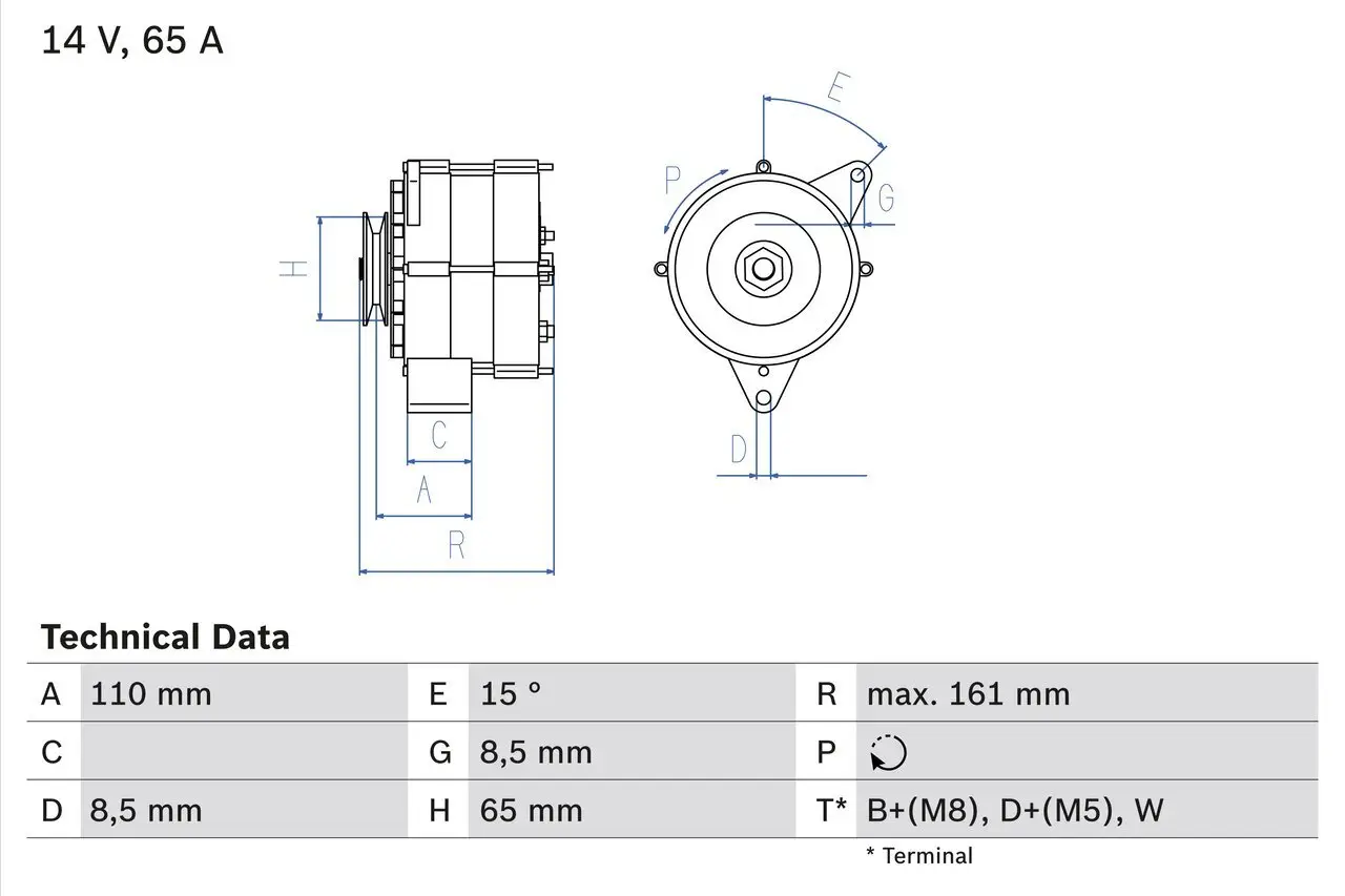 Generator 14 V BOSCH 0 986 034 560