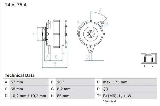 Generator 14 V BOSCH 0 986 034 861 Bild Generator 14 V BOSCH 0 986 034 861