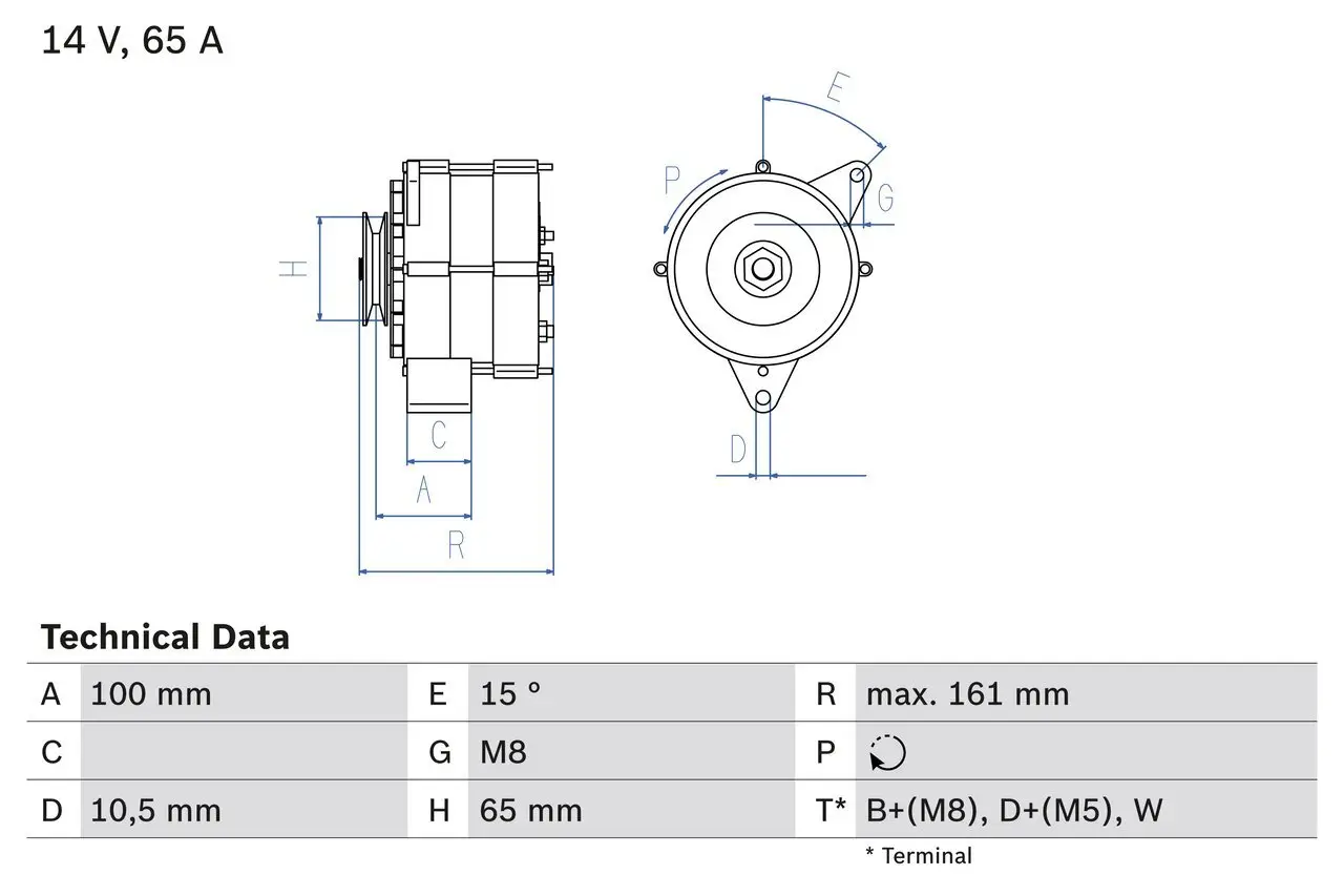 Generator 14 V BOSCH 0 986 034 990