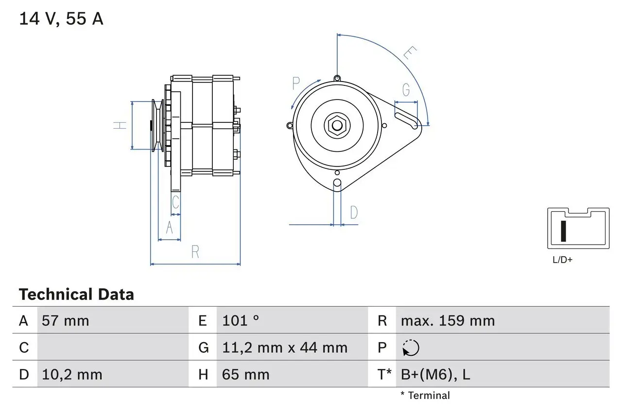 Generator 14 V BOSCH 0 986 035 641